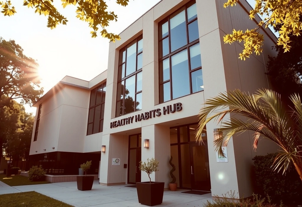 Detailed view of Healthy Habits Hub office building