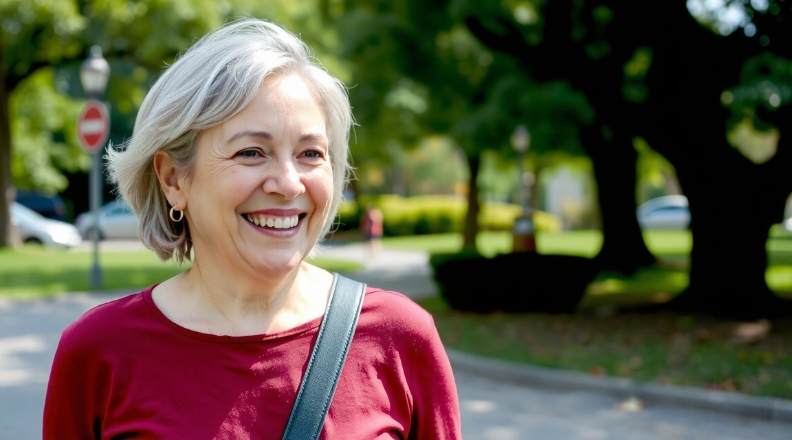 Maria, a woman in her 50s, looking healthy and vibrant